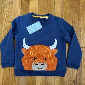 NWT JoJo Maman Bebe Highland Cow Sweatshirt 2-3y